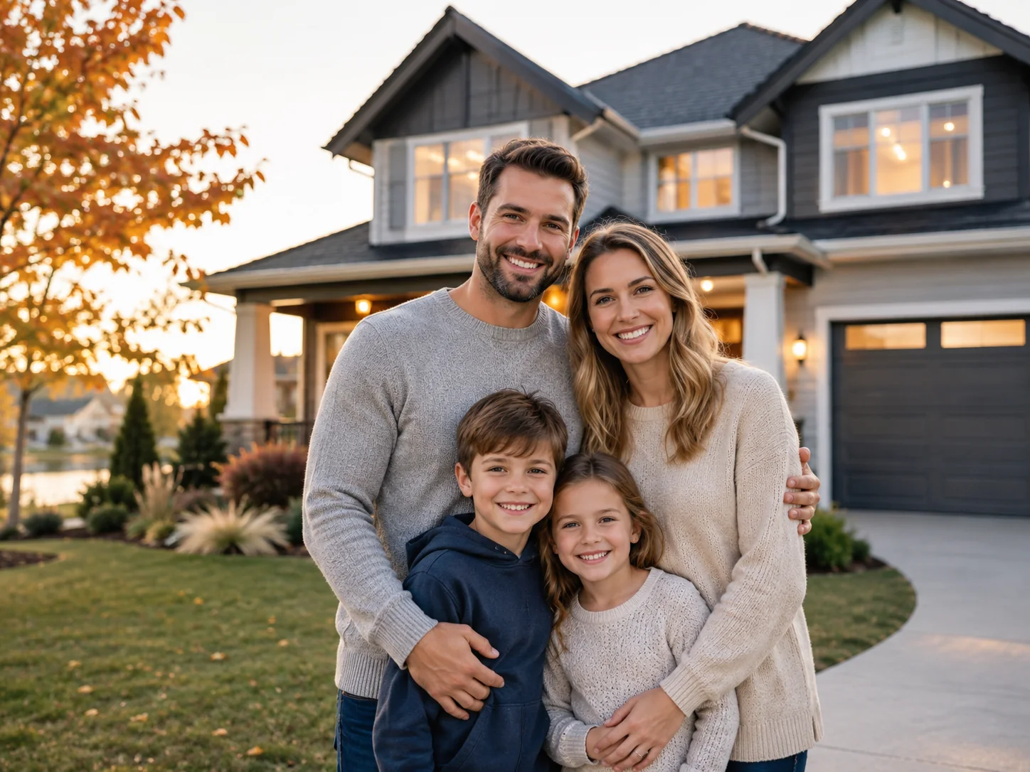 Family at home reviewing insurance protection